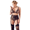 Cottelli CURVES - Seksowny 3-Częściowy Koronkowy Zestaw Czarny 2XL