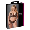 Cottelli CURVES - Czarny Koronkowy Zestaw Stanik Bez Zapięcia I Stringi Bez Kroku XL