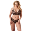 Cottelli CURVES - Czarny Koronkowy Zestaw Stanik Bez Zapięcia I Stringi Bez Kroku 4XL