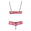Cottelli LINGERIE - Seksowny Otwarty Biustonosz + Stringi Bez Krocza Czerwone S