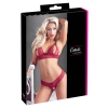 Cottelli LINGERIE - Seksowny Otwarty Biustonosz + Stringi Bez Krocza Czerwone L