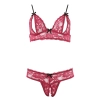 Cottelli LINGERIE - Seksowny Otwarty Biustonosz + Stringi Bez Krocza Czerwone L