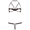 Cottelli LINGERIE - Seksowny Otwarty Biustonosz + Stringi Czarne 75B/S