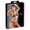 Cottelli LINGERIE - Seksowny Otwarty Biustonosz + Stringi Czarne 85B/L