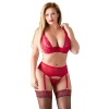 Cottelli CURVES - Seksowny Koronkowy Zestaw Do Striptizu Czerwony 95E/2XL
