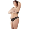 Cottelli CURVES - Seksowna Otwarta Koronkowa Bielizna Z Perełkami Czarna 2XL