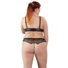 Cottelli CURVES - Seksowna Otwarta Koronkowa Bielizna Z Perełkami Czarna 3XL