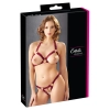 Cottelli LINGERIE - Otwarty Koronkowy Biustonosz + Stringi Z Łańcuszkiem Czerwony M/L