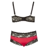 Cottelli CURVES - Seksowny Komplecik Stanik I Stringi Z Elegancką Koronką Czarno-Czerwony 3XL