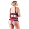 Cottelli CURVES - Seksowny Komplecik Stanik I Stringi Z Elegancką Koronką Czarno-Czerwony 4XL