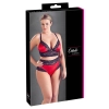 Cottelli CURVES - Seksowny Komplecik Stanik I Stringi Z Elegancką Koronką Czarno-Czerwony 4XL