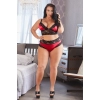Cottelli CURVES - Seksowny Komplecik Stanik I Stringi Z Elegancką Koronką Czarno-Czerwony 4XL