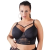 Cottelli CURVES - Seksowny Czarny Biustonosz Z Dodatkiem Koronki I Różowego Złota 85D