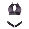 Cottelli LINGERIE - Siateczkowy Biustonosz I Otwarte Stringi Z Delikatną Koronką L/XL