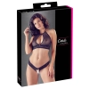 Cottelli LINGERIE - Siateczkowy Biustonosz I Otwarte Stringi Z Delikatną Koronką L/XL