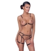 Cottelli LINGERIE - Seksowny Biustonosz Z Paseczków I Łańcuszków + Figi Z Koronką XL