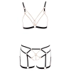 Cottelli LINGERIE - Seksowny Biustonosz Z Paseczków I Łańcuszków + Figi Z Koronką XL