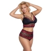 Cottelli CURVES - Seksowny Koronkowy Secik Wysokie Stringi I Biustonosz Z Paseczkami 2XL