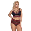 Cottelli CURVES - Seksowny Koronkowy Secik Wysokie Stringi I Biustonosz Z Paseczkami 2XL