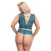 Cottelli CURVES - Seksowna Wycięta Braletka I Stringi Bez Krocza Niebieskie 4XL