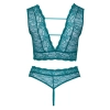 Cottelli CURVES - Seksowna Wycięta Braletka I Stringi Bez Krocza Niebieskie 4XL