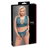 Cottelli CURVES - Seksowna Wycięta Braletka I Stringi Bez Krocza Niebieskie 4XL