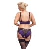 Cottelli CURVES - Satynowo-Koronkowy Zestaw Majtki Z Podwiązką I Stanik 2XL