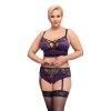 Cottelli CURVES - Satynowo-Koronkowy Zestaw Majtki Z Podwiązką I Stanik 4XL