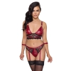 Cottelli Bondage - Seksowny Czerwony Zestaw Z Elegancką Koronką M