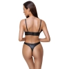Cottelli LINGERIE - Czarny Matowy 2-Częściowy Set Z Ozdobnymi Paseczkami 75B/S