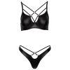 Cottelli LINGERIE - Czarny Matowy 2-Częściowy Set Z Ozdobnymi Paseczkami 75B/S