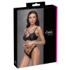 Cottelli LINGERIE - Czarny Matowy 2-Częściowy Set Z Ozdobnymi Paseczkami 75B/S