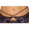 Cottelli LINGERIE - Seksowna Koronkowa Braletka Pas Do Pończoch I Stringi Czarny-Fioletowy M