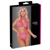 Cottelli LINGERIE - Seksowny Różowy Komplecik Biustonosz Pas I Stringi L/XL