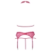 Cottelli LINGERIE - Seksowny Różowy Komplecik Biustonosz Pas I Stringi L/XL