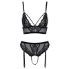 Cottelli LINGERIE - Koronkowy Biustonosz Z Pasem Do Pończoch Bez Krocza S