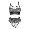 Obsessive - Czarny Komplecik Top I Stringi Bez Krocza Czarne K103 S-L