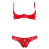 Cottelli LINGERIE - Koronkowy Komplecik Biustonosz Bez Miseczek I Otwarte Stringi Czerwone 75B/S