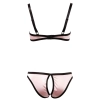 Cottelli LINGERIE - Satynowy Biustonosz Bez Miseczek I Figi Bez Krocza Różowe 85B/L