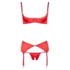 Cottelli LINGERIE - Seksowny Czerwony Satynowy 3-Częściowy Set 75B/S
