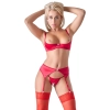 Cottelli LINGERIE - Seksowny Czerwony Satynowy 3-Częściowy Set 80B/M