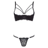 Cottelli LINGERIE - Seksowny Koronkowy Komplecik Stringi I Biustonosz Bez Miseczek Czarny 75B/S