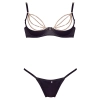 Cottelli LINGERIE - Czarny Seksowny Biustonosz I Stringi Ze Złotymi Łańcuchami 80B/M