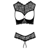 Cottelli LINGERIE - Koronkowy 2-Częściowy Set Biustonosz Bez Miseczek I Wysokie Otwarte Stringi 80B/M