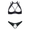Cottelli LINGERIE - Seksowne Stringi Bez Krocza I Biustonosz Bez Miseczek Z Kwiatowym Haftem 75B/S