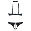 Cottelli LINGERIE - Seksowne Stringi Bez Krocza I Biustonosz Bez Miseczek Z Kwiatowym Haftem 80B/M