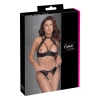 Cottelli LINGERIE - Seksowne Stringi Bez Krocza I Biustonosz Bez Miseczek Z Kwiatowym Haftem 80B/M