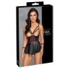 Cottelli Bondage - Seksowny Gorsecik Bez Biustu Z Mankietami + Stringi 85C/XL
