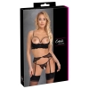 Cottelli LINGERIE - Seksowny Koronkowy 3-Częściowy Zestaw Czarny 75B/S