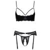 Cottelli LINGERIE - Seksowny Koronkowy 3-Częściowy Zestaw Czarny 85B/L